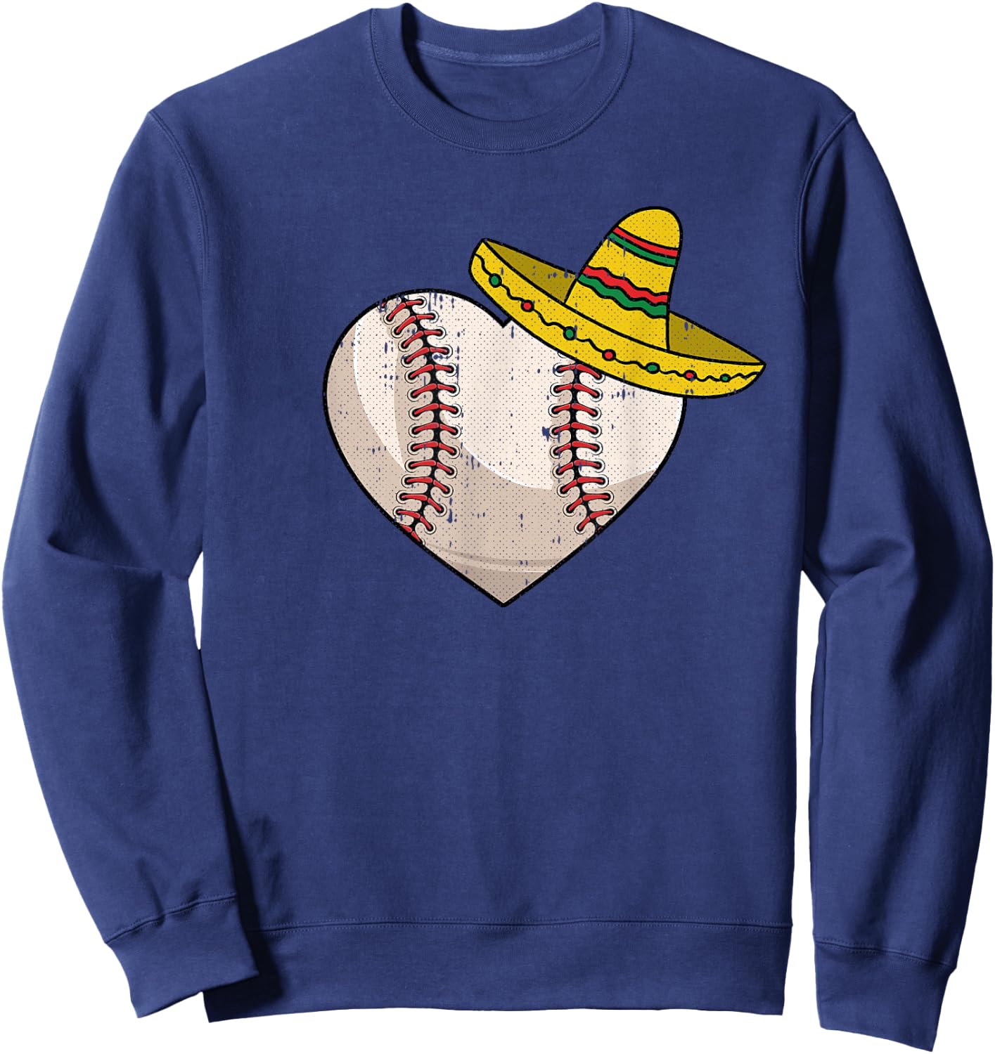 Baseball Heart Cinco De Mayo Funny Sport Sombrero Mexican Sweatshirt - Sweatshirt | Navy