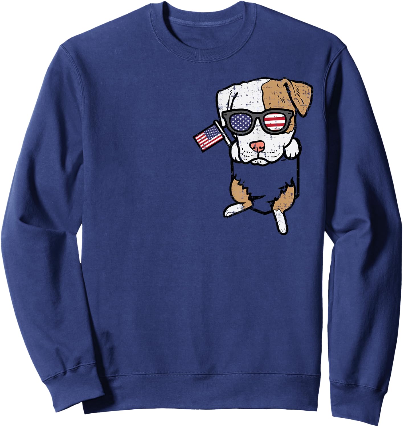 Pitbull Pocket Cute Pit American USA 4th Of July Fourth Dog Sweatshirt - Sweatshirt | Navy