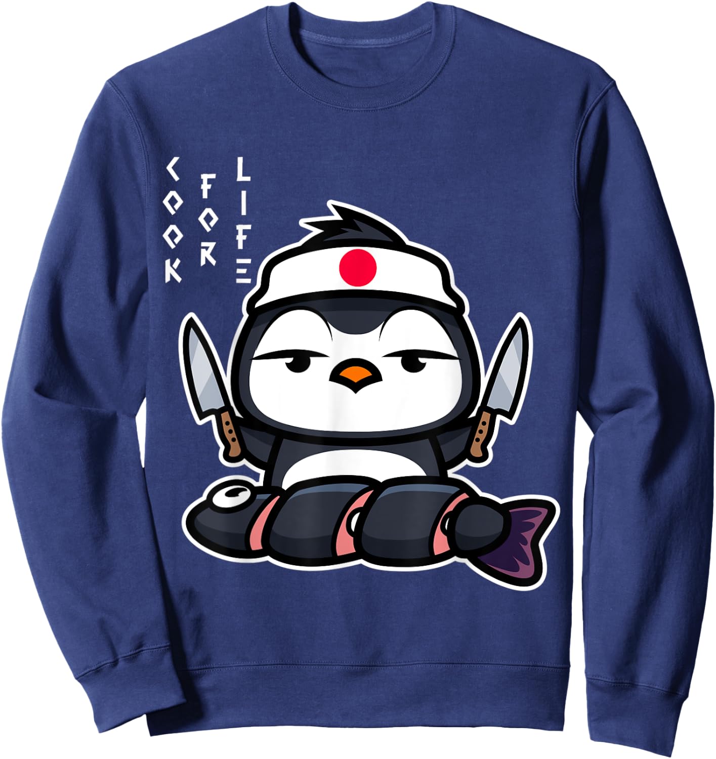 Japanese Penguin Cook Asian Food Funny Sweatshirt - Sweatshirt | Navy