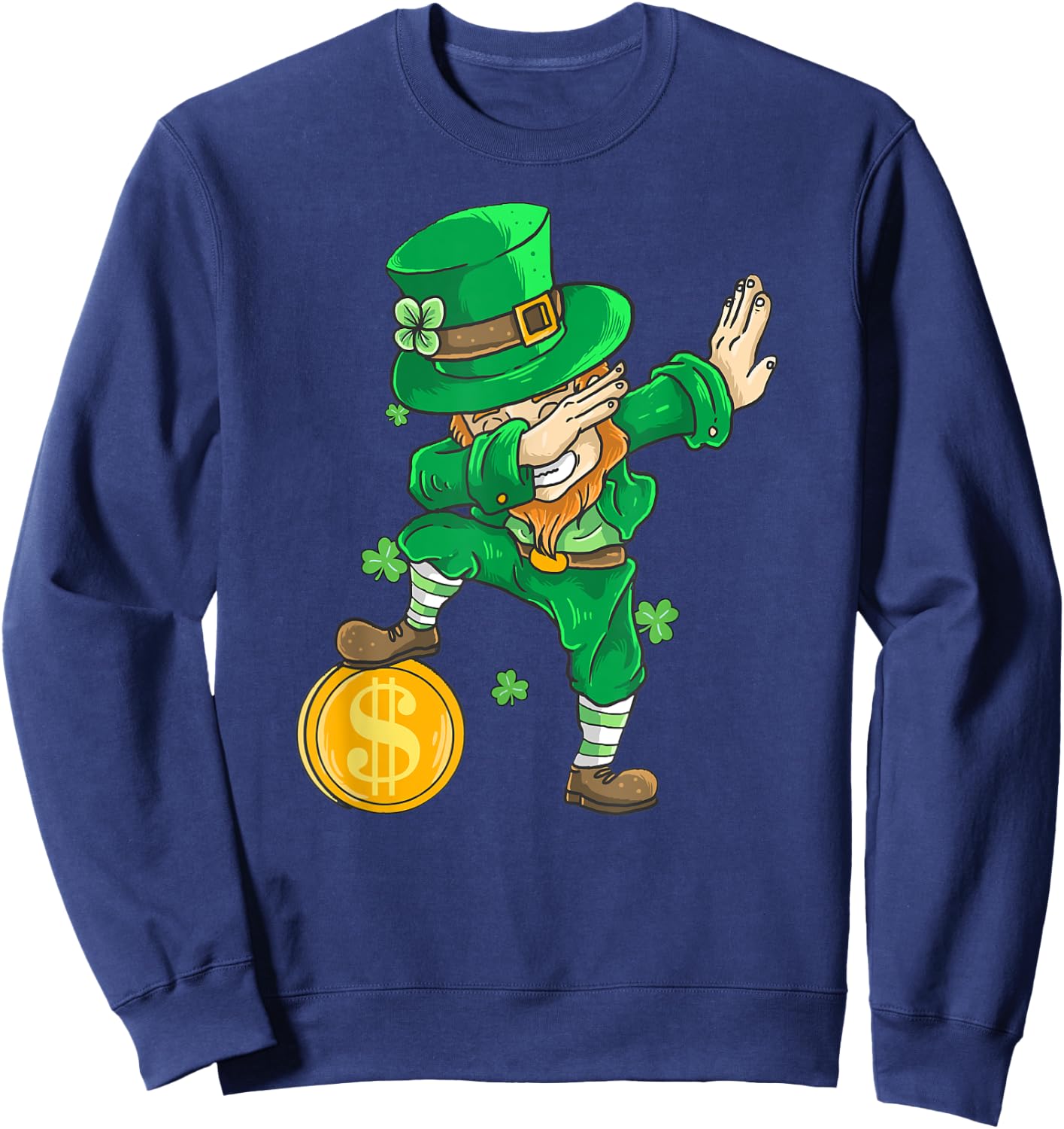 St Patricks Day Dabbing Leprechaun Kids Dab Sweatshirt - Sweatshirt | Navy
