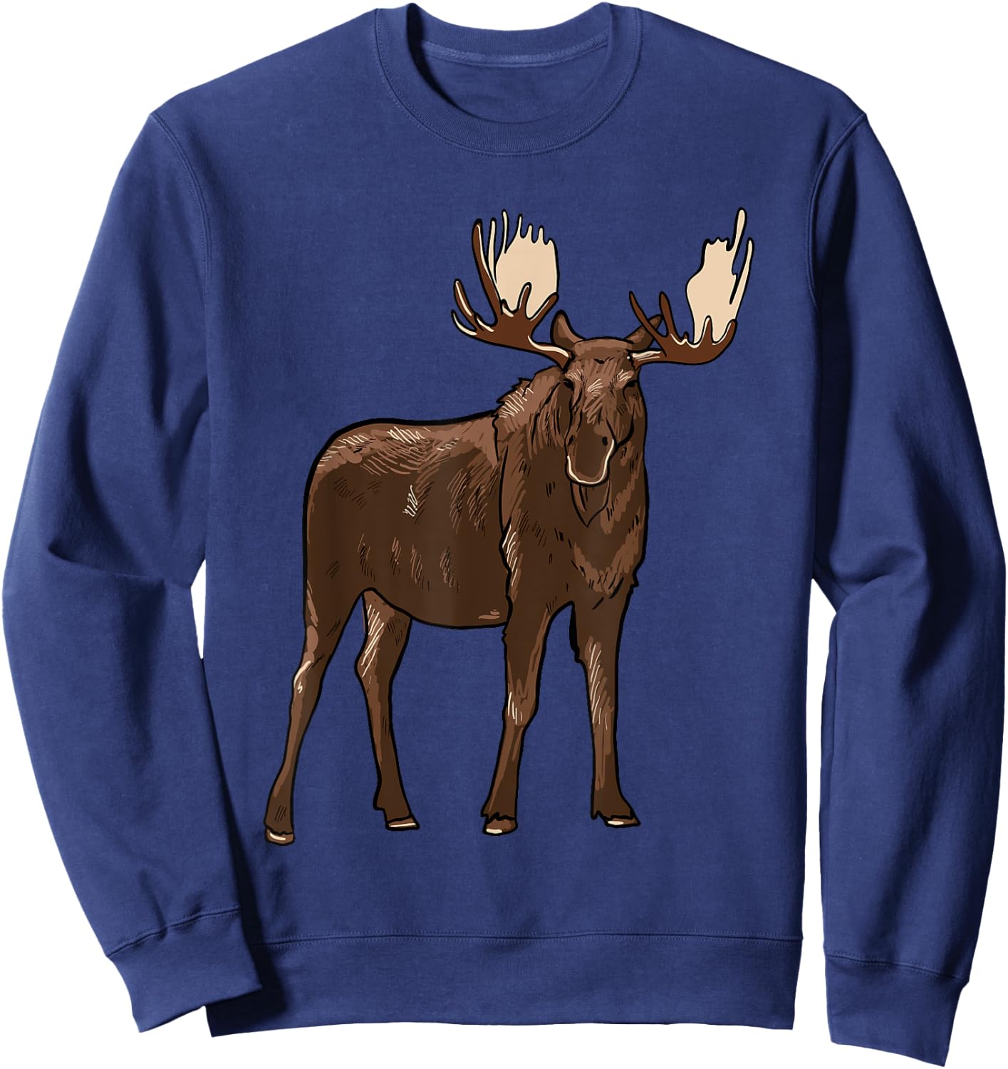 Moose Illustration Moose Lover Art Sweatshirt - Sweatshirt | Navy