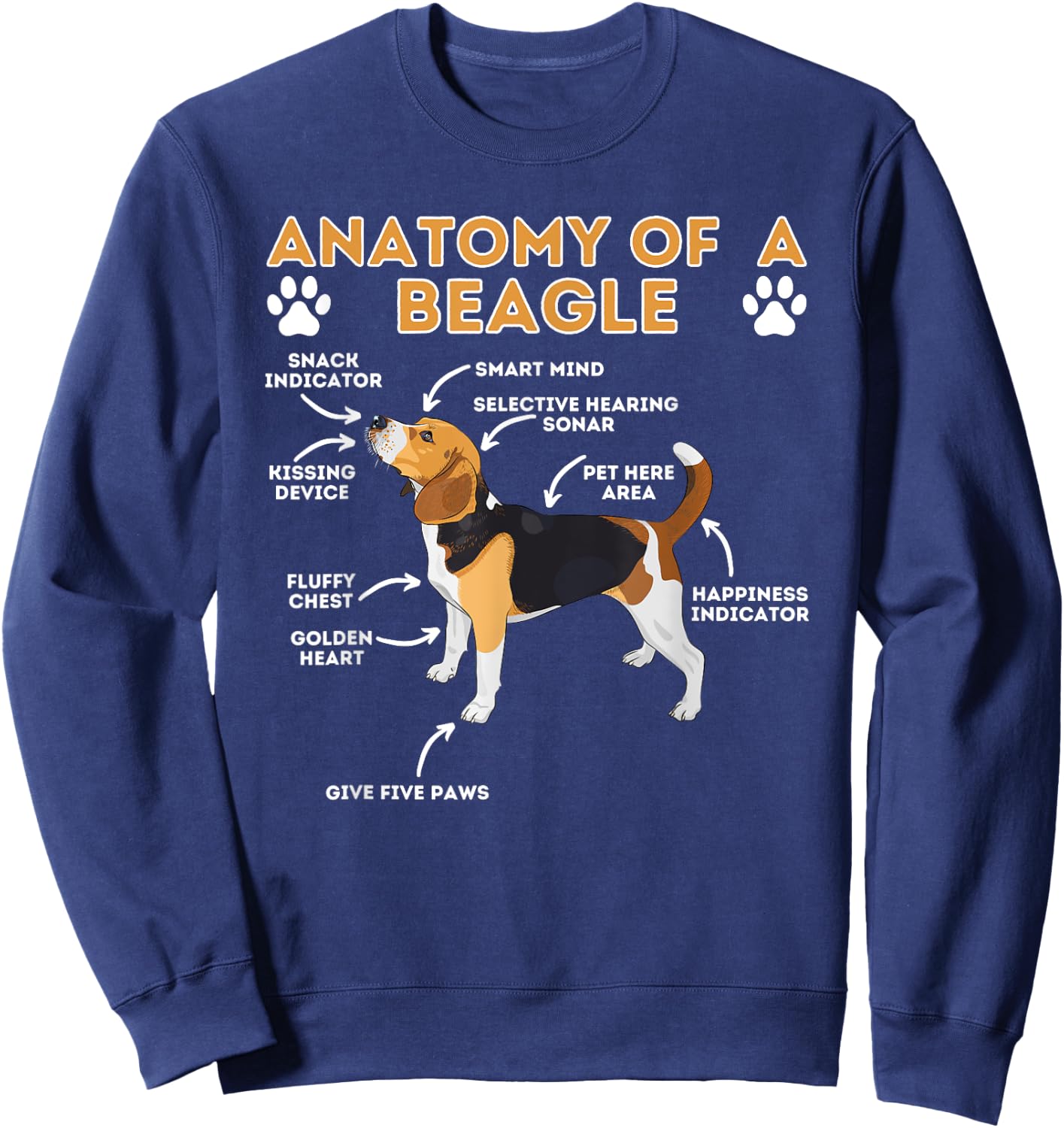 Anatomy Of A Beagle - Funny Beagle Dog Lover Pet Owner Sweatshirt - Sweatshirt | Navy