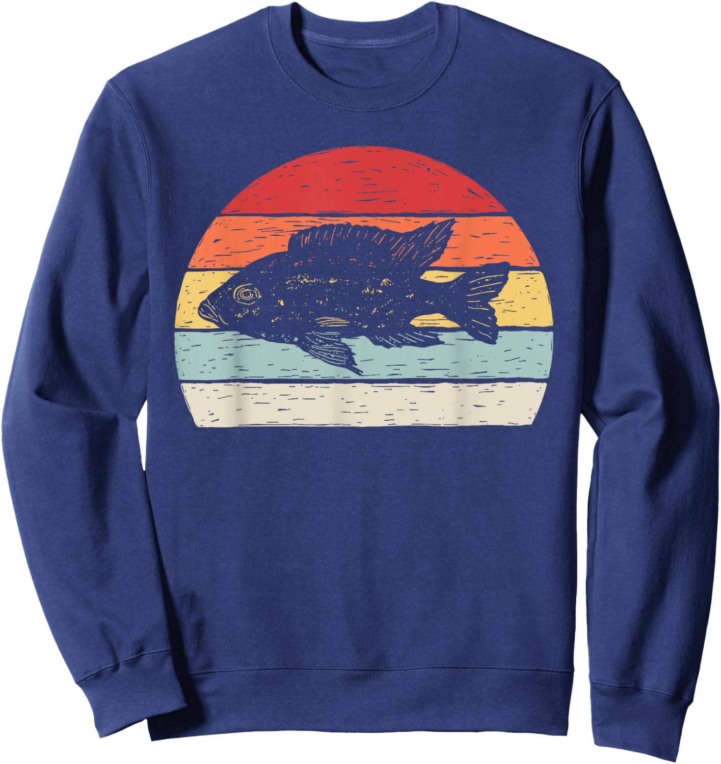 Vintage Retro Cichlid Fish Sweatshirt - Sweatshirt | Navy