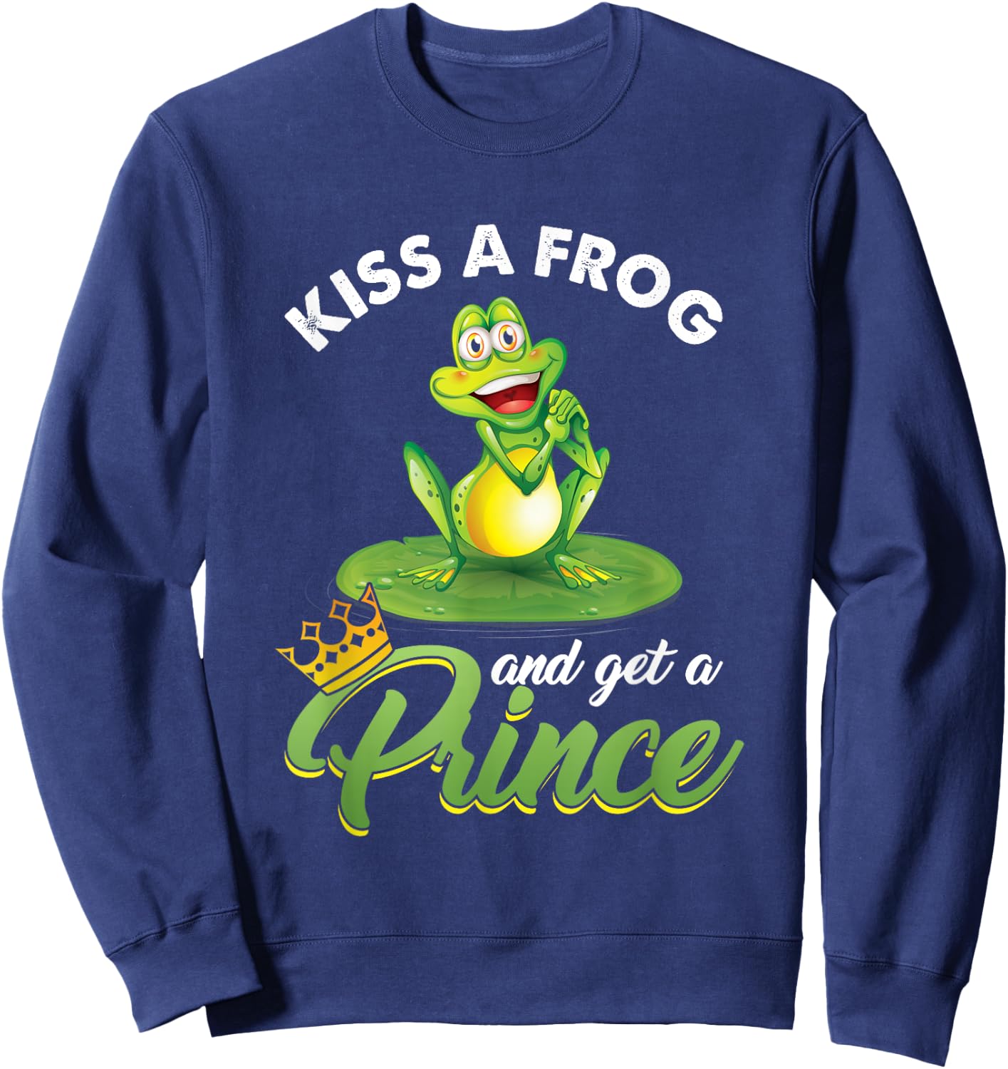 Frog Lover Princess Fairy Tale Believers Kissing Frog Sweatshirt - Sweatshirt | Navy