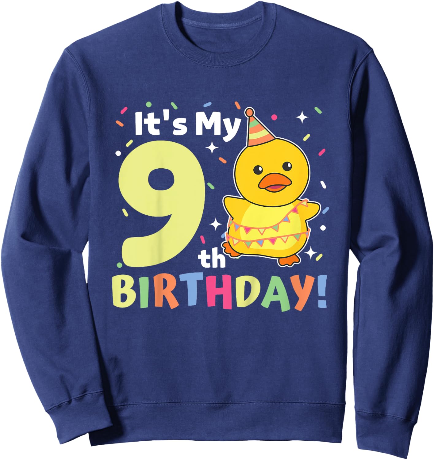 9th Birthday Duck For Children Nine Years Old Sweatshirt - Sweatshirt | Navy