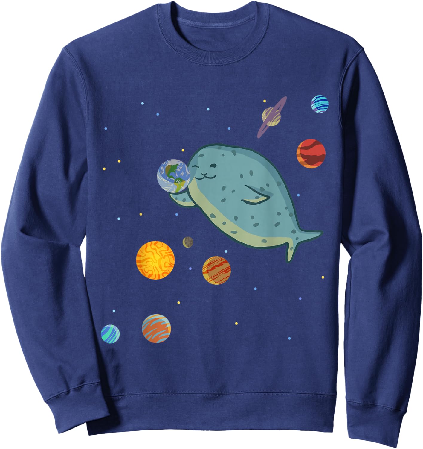 Space Seal Exploring the Planets, Stars, and Solar System Sweatshirt - Sweatshirt | Navy