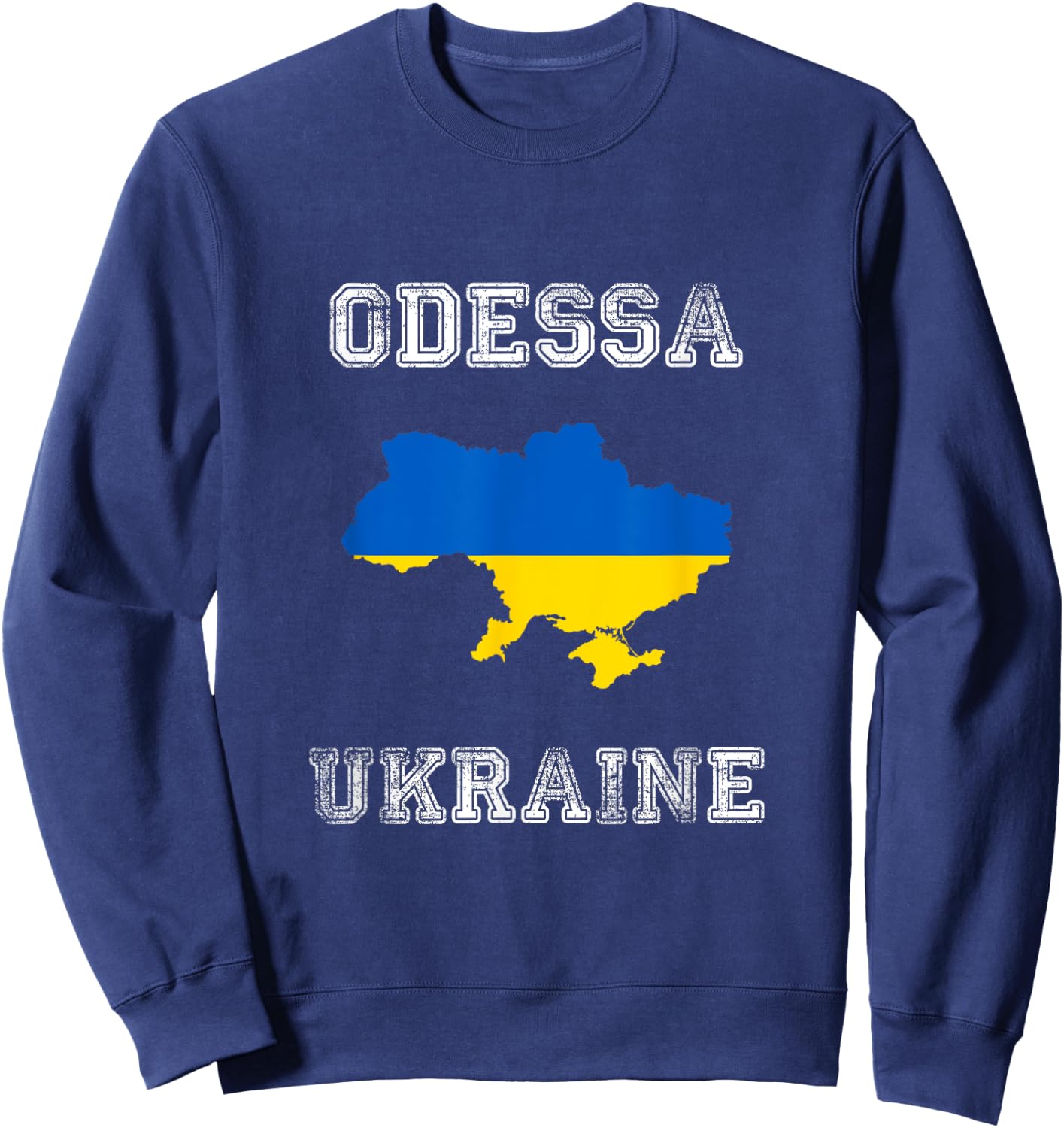Retro Odessa Ukraine Distressed Ukraine Flag Sweatshirt - Sweatshirt | Navy