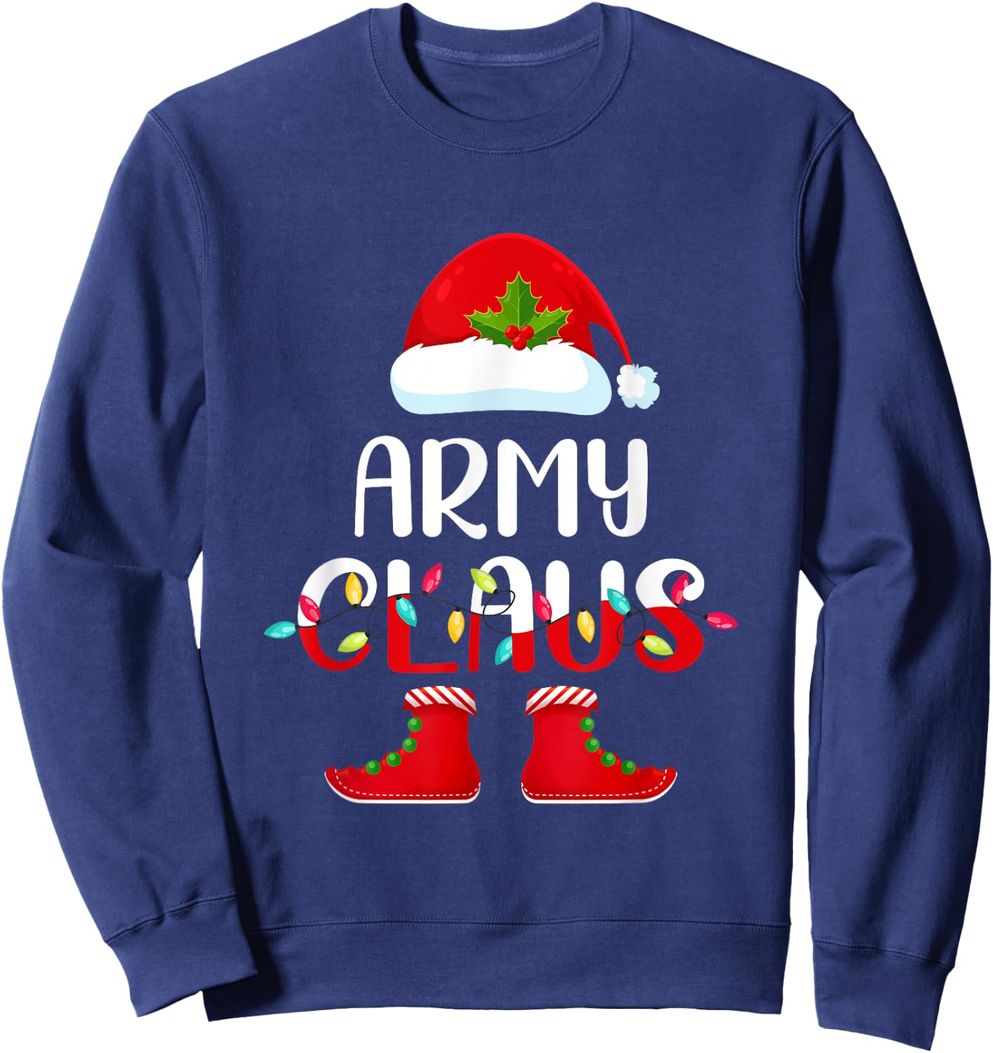 Santa Army Claus Elf Matching Family Group Christmas Sweatshirt - Sweatshirt | Navy