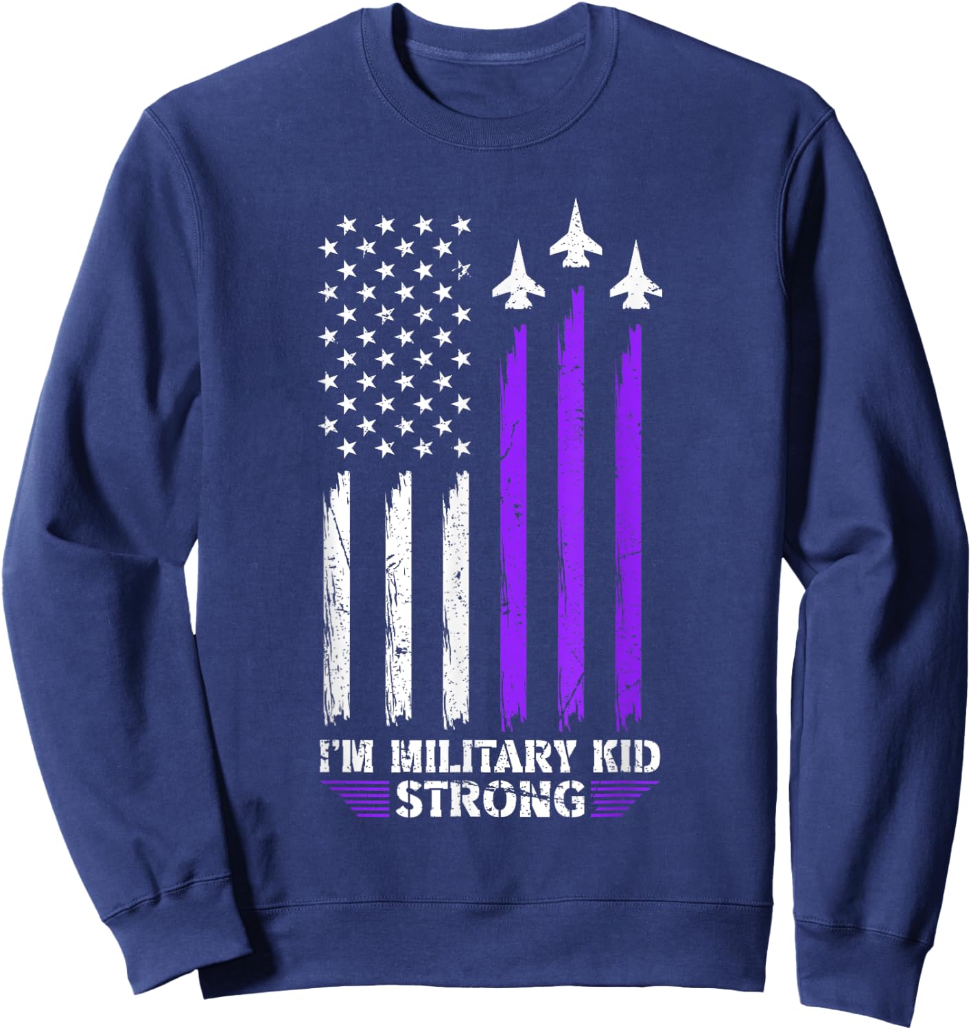 Military Kid Strong Military Child Army US Flag Air Force Sweatshirt - Sweatshirt | Navy