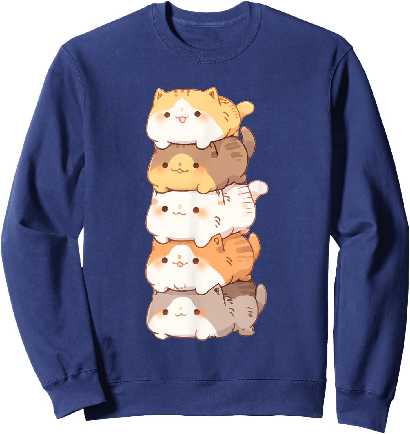 Adorable Stack of Cats for Cat Lovers Women Kids Sweatshirt - Sweatshirt | Navy