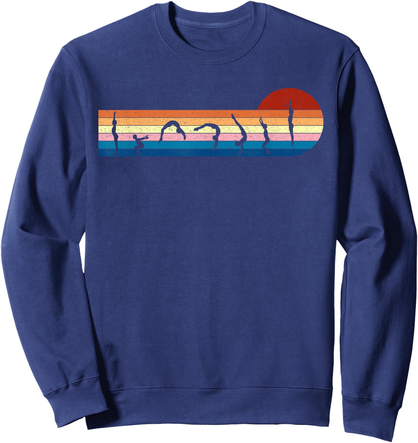 Gymnastics Vintage Retro Sunset Silhouette, Cool Gymnast Sweatshirt - Sweatshirt | Navy