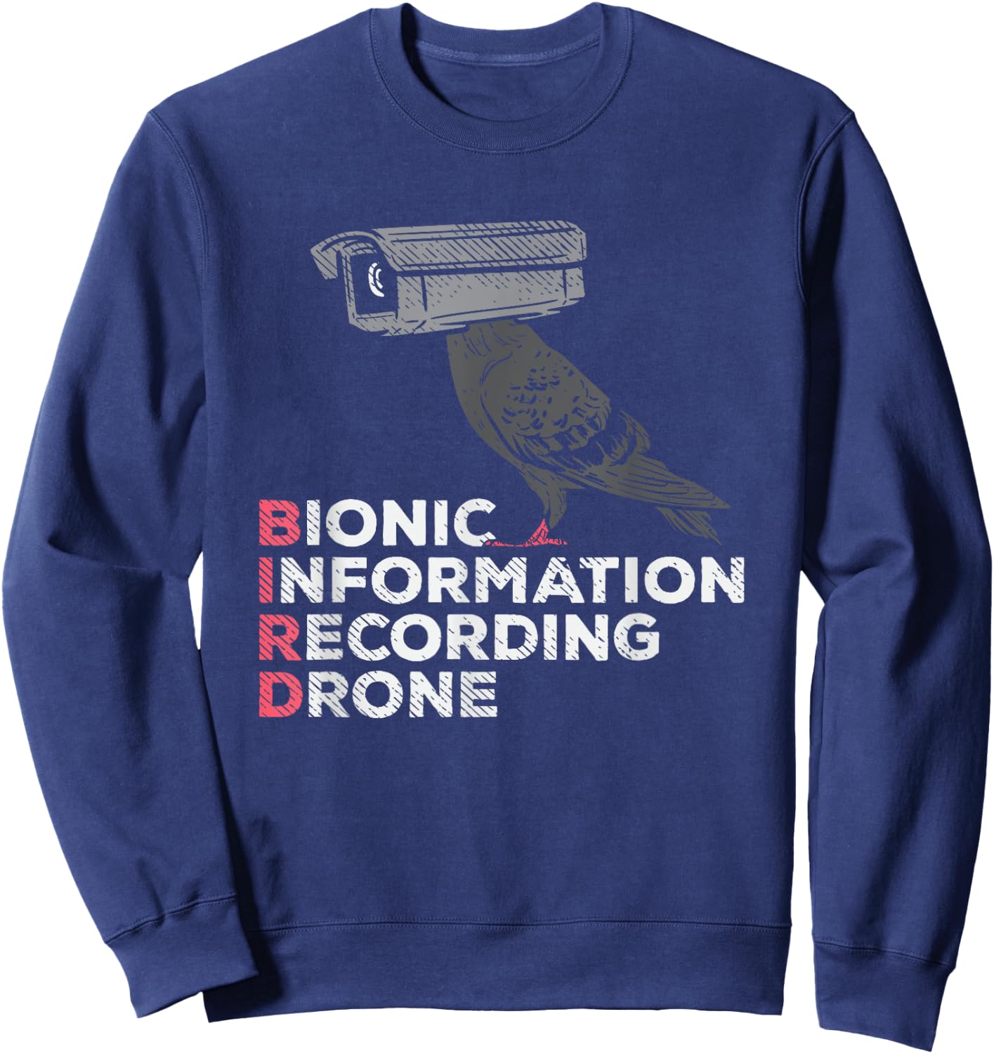 Funny Conspiracy Theories Pigeons are not real, conspiracy theory , Black, Small, Short Sleeve, Classic Fit Sweatshirt - Sweatshirt | Navy