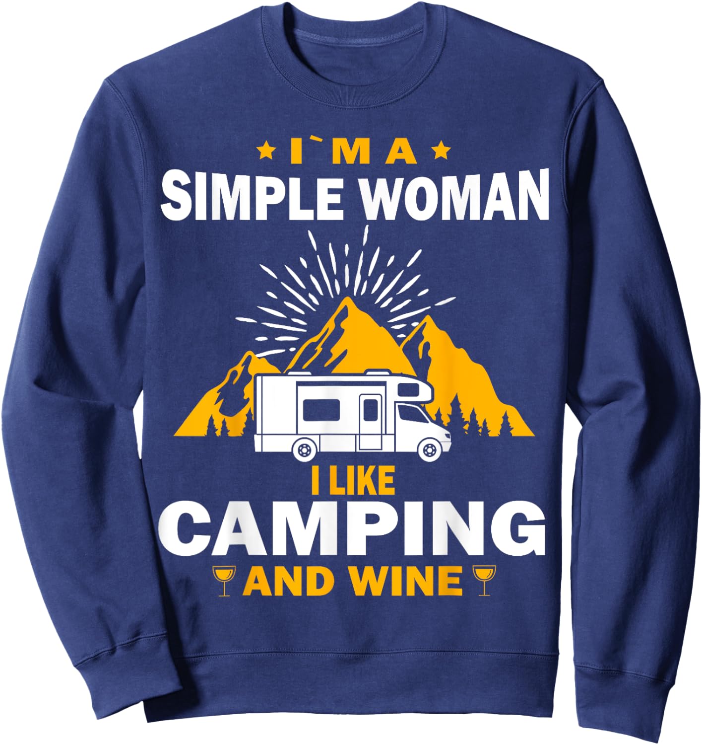 camping drinking vacation motorhome Camping and wine Sweatshirt - Sweatshirt | Navy