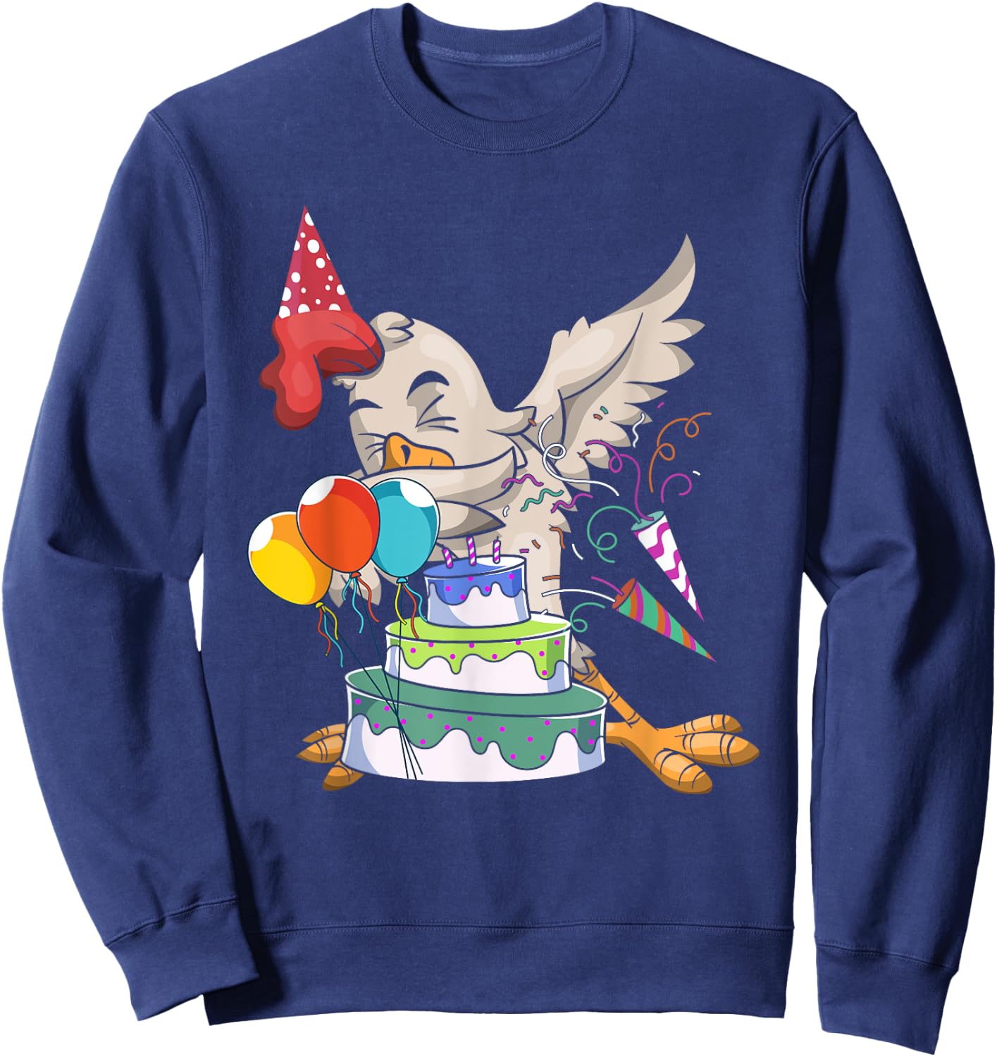 Dabbing Chicken Celebration Farm Animal Bird Kids Birthday Sweatshirt - Sweatshirt | Navy
