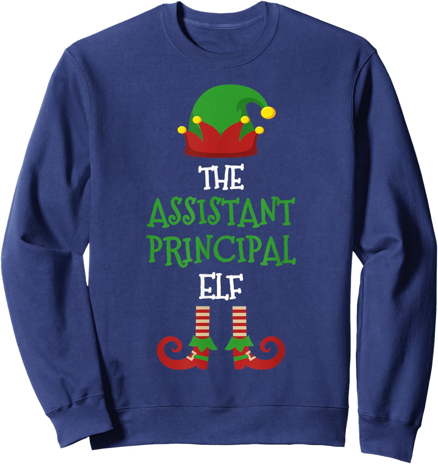 Assistant Principal Elf Matching Pajamas Christmas Teacher Sweatshirt - Sweatshirt | Navy