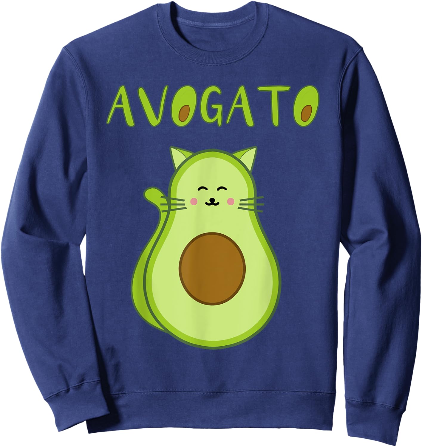 Funny Avogato Christmas Avocado Cat Foodie Design Lover Kids Sweatshirt - Sweatshirt | Navy