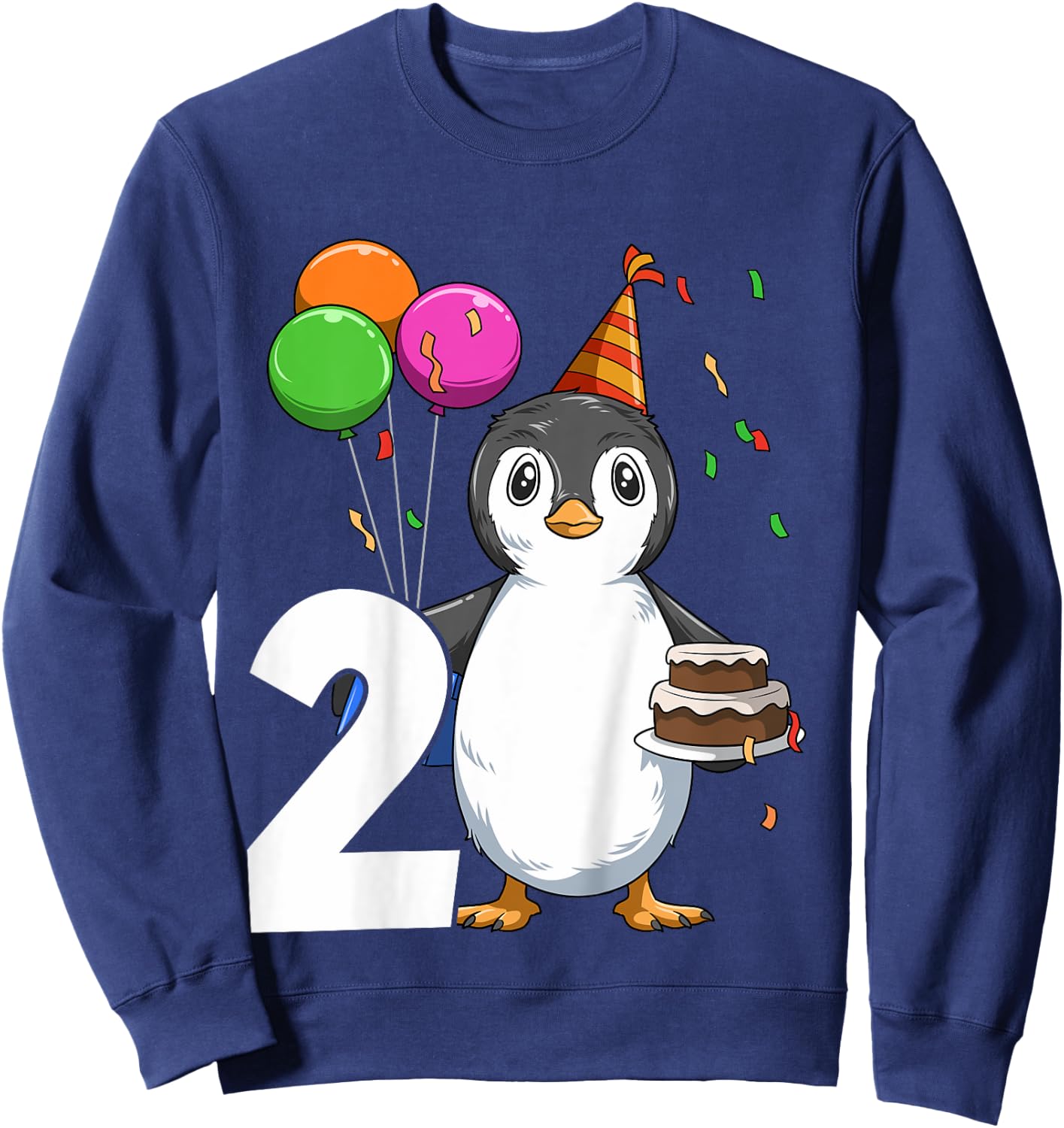 Penguin Birthday 2 Penguin 2nd Birthday Outfit Penguin Party Sweatshirt - Sweatshirt | Navy