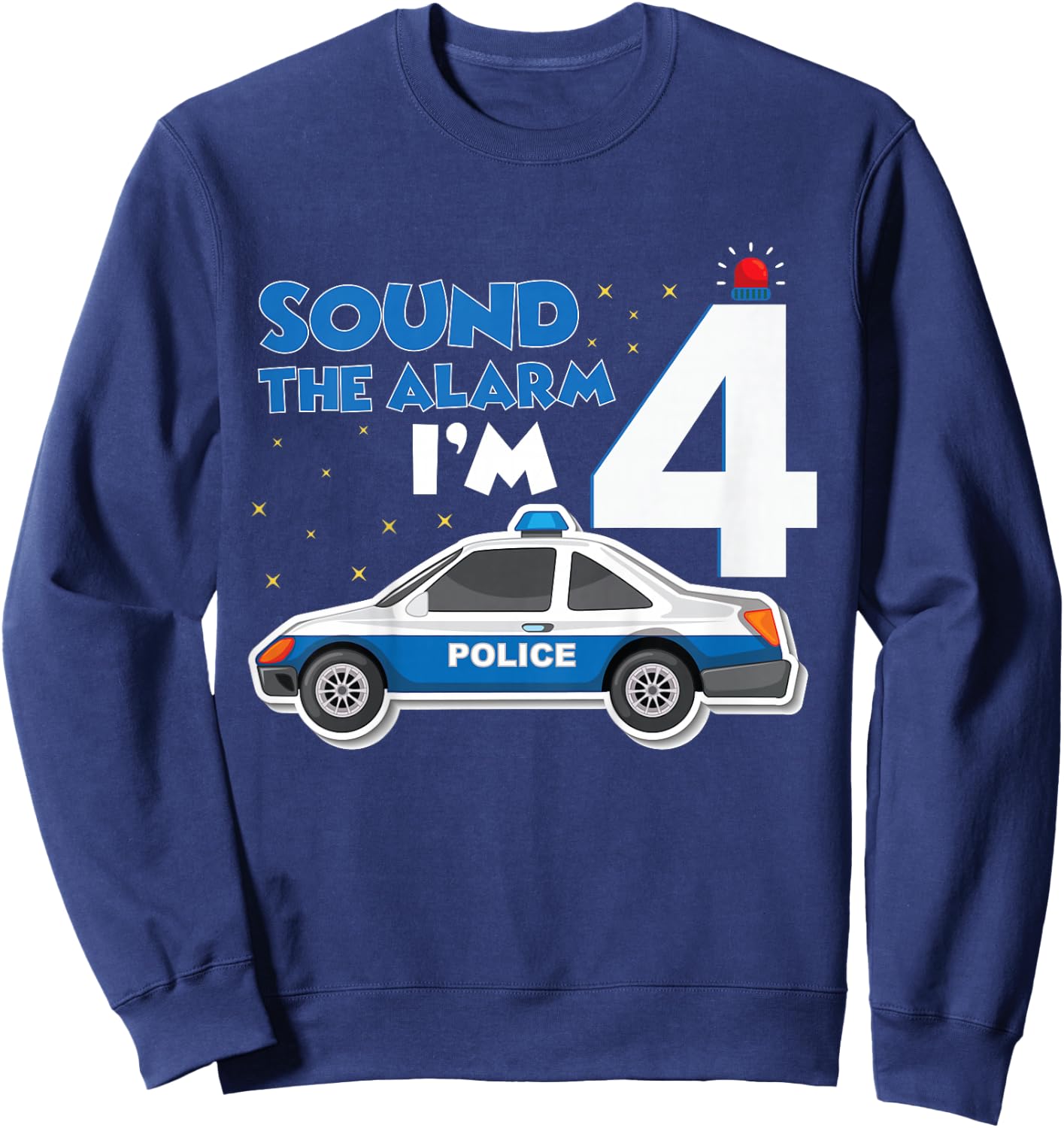 Kids Police Car 4th Birthday Boy 4 Cop Policeman Officer Four Sweatshirt - Sweatshirt | Navy