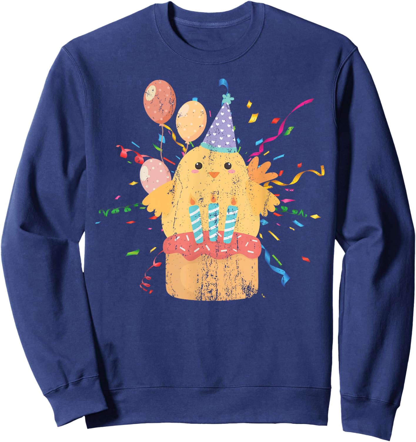 Cute Chicken Birthday Cake Kids Anniversary Party Birthday Sweatshirt - Sweatshirt | Navy