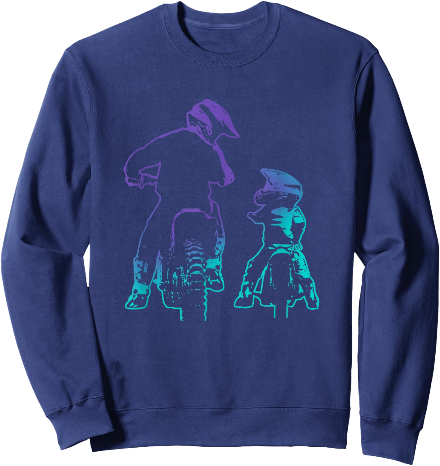 Dirt Bike Dad and Son Motocross Biking Sweatshirt - Sweatshirt | Navy