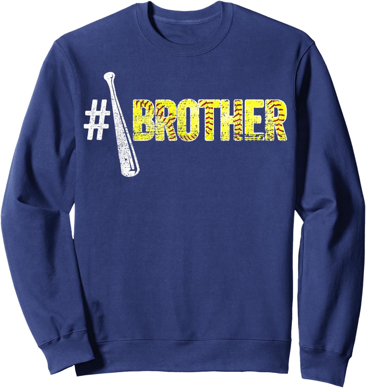 Number One Softball Brother Fathers Day Funny Softball Papa Sweatshirt - Sweatshirt | Navy