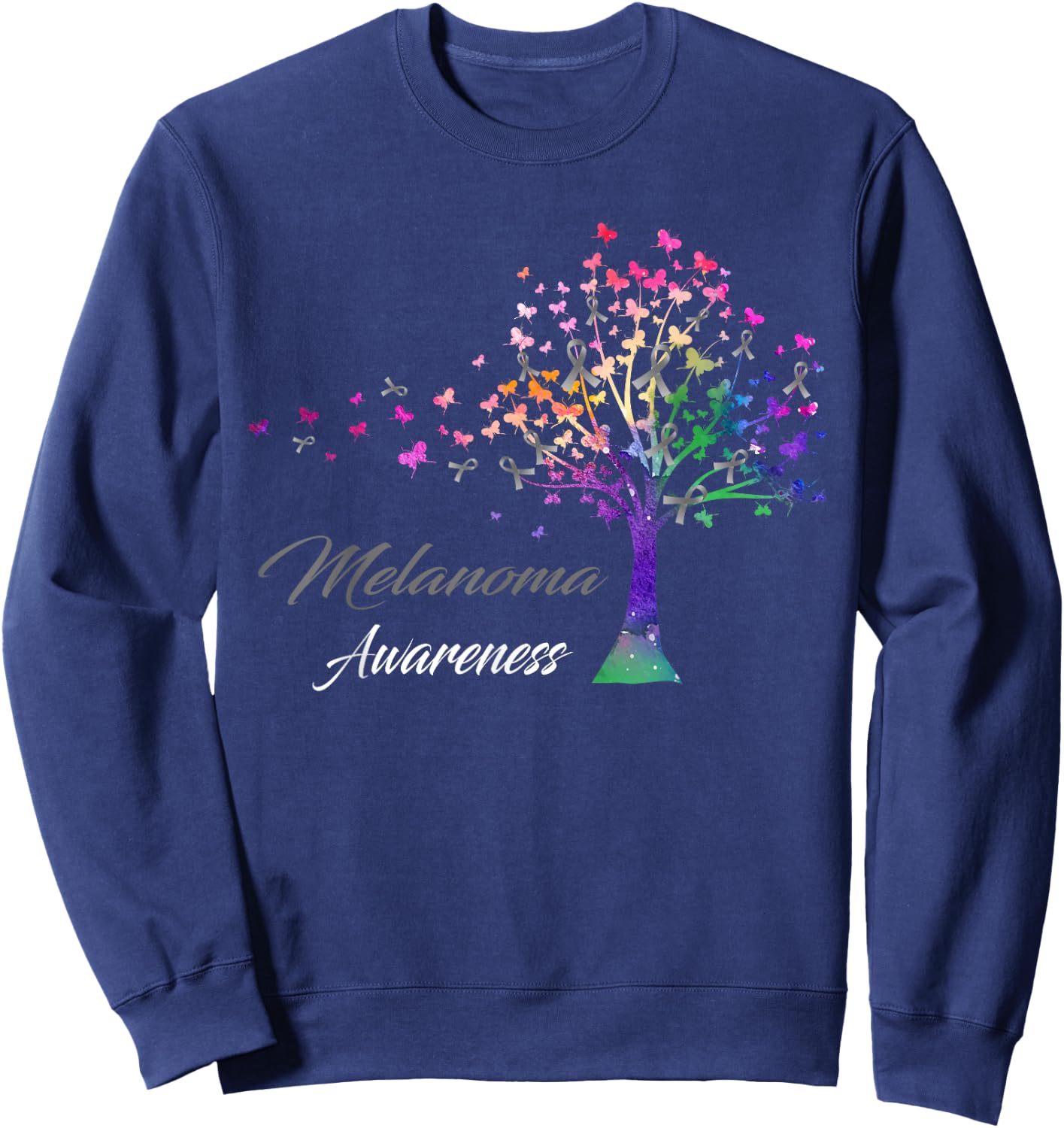 Tree Ribbon Melanoma Awareness Sweatshirt - Sweatshirt | Navy
