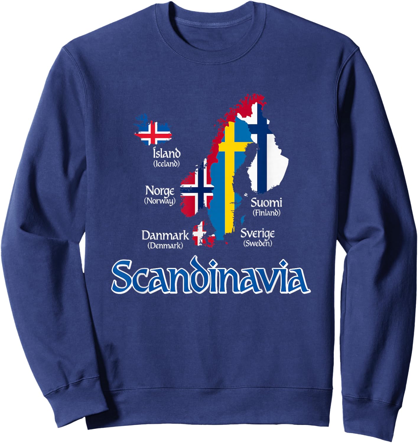 Scandinavia Flags Map Sweatshirt - Sweatshirt | Navy