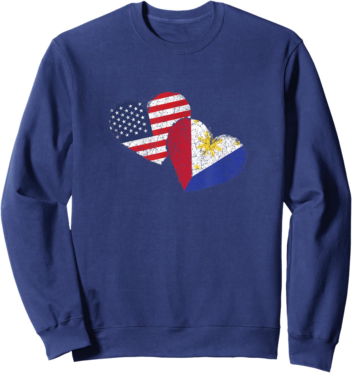 USA Philippine Heart Country Flag American Filipino Pinoy Sweatshirt - Sweatshirt | Navy
