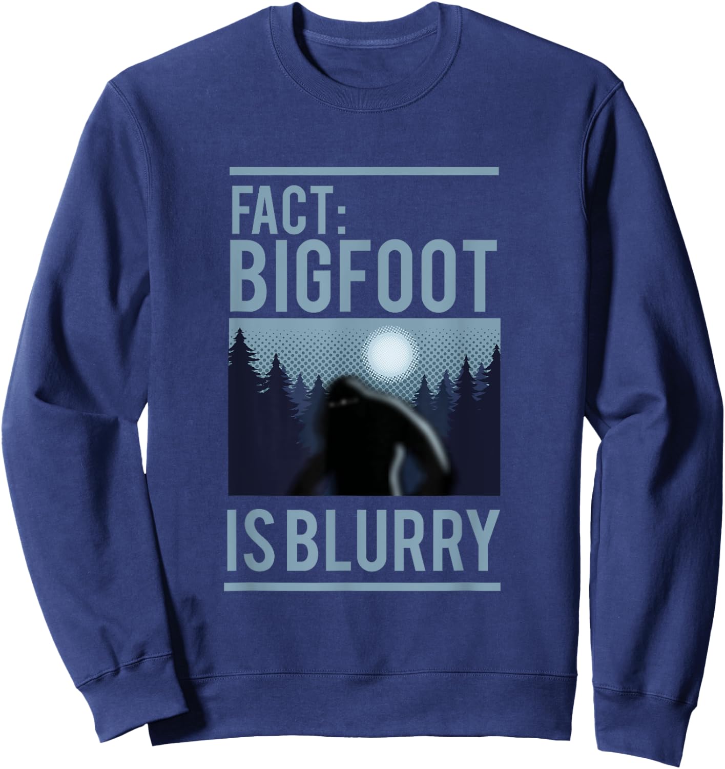 Fact Bigfoot Is Blurry Wilderness Ape Creature Gift Sweatshirt - Sweatshirt | Navy