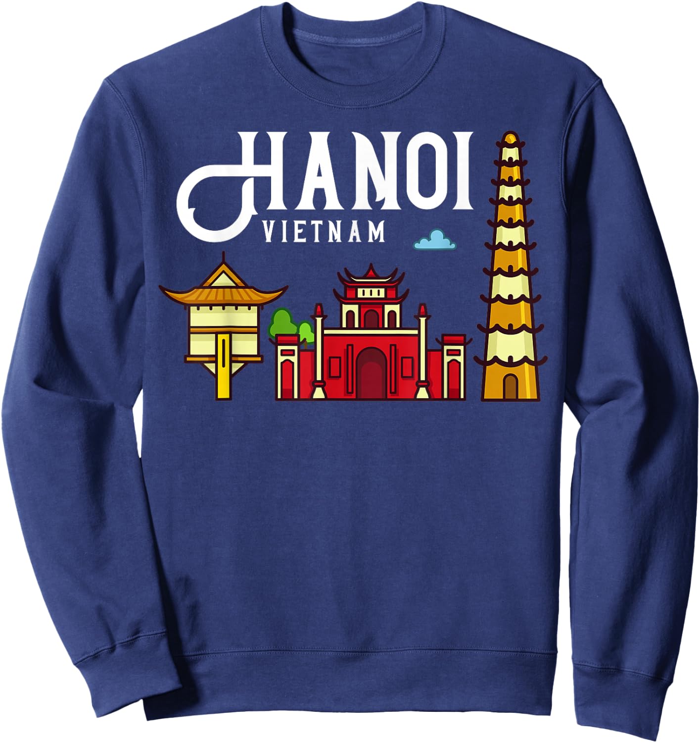 Hanoi Vietnam City Skyline Map Travel Sweatshirt - Sweatshirt | Navy