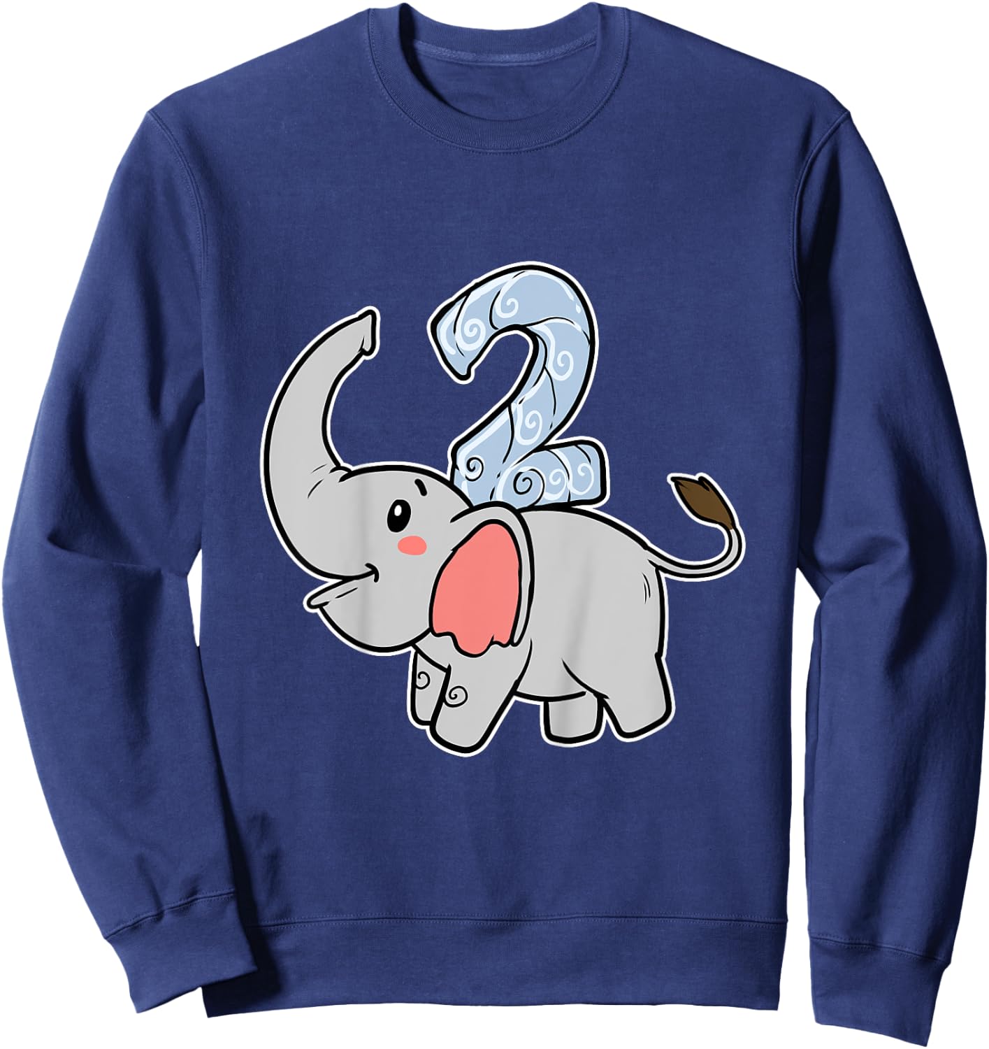 Happy Birthday Party 2 Two Years Elephant Second Year Birth Sweatshirt - Sweatshirt | Navy