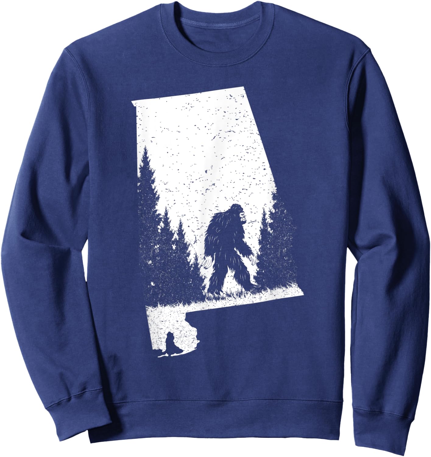 Alabama Bigfoot Pride Flag Sasquatch Silhouette State Pride Sweatshirt - Sweatshirt | Navy