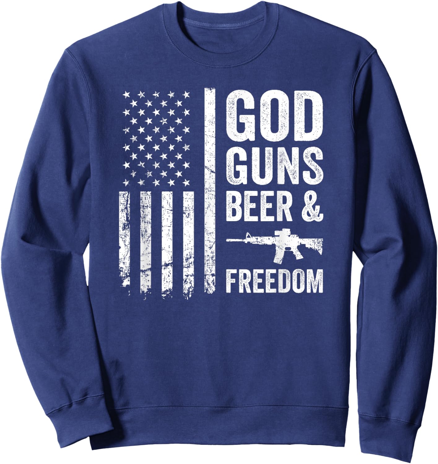 GOD GUNS BEER & FREEDOM - Pro Gun Pro God USA Drinking Sweatshirt - Sweatshirt | Navy