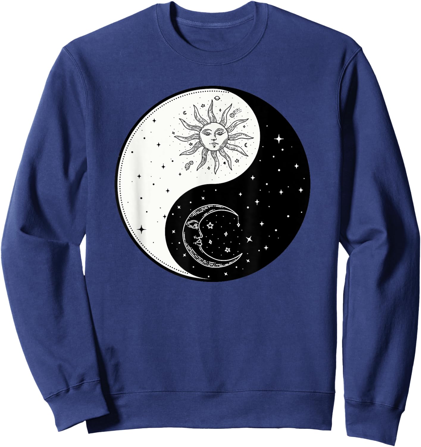 Sun Moon Ying Yang Vintage Yoga Zen Spiritual Mystical Sweatshirt - Sweatshirt | Navy
