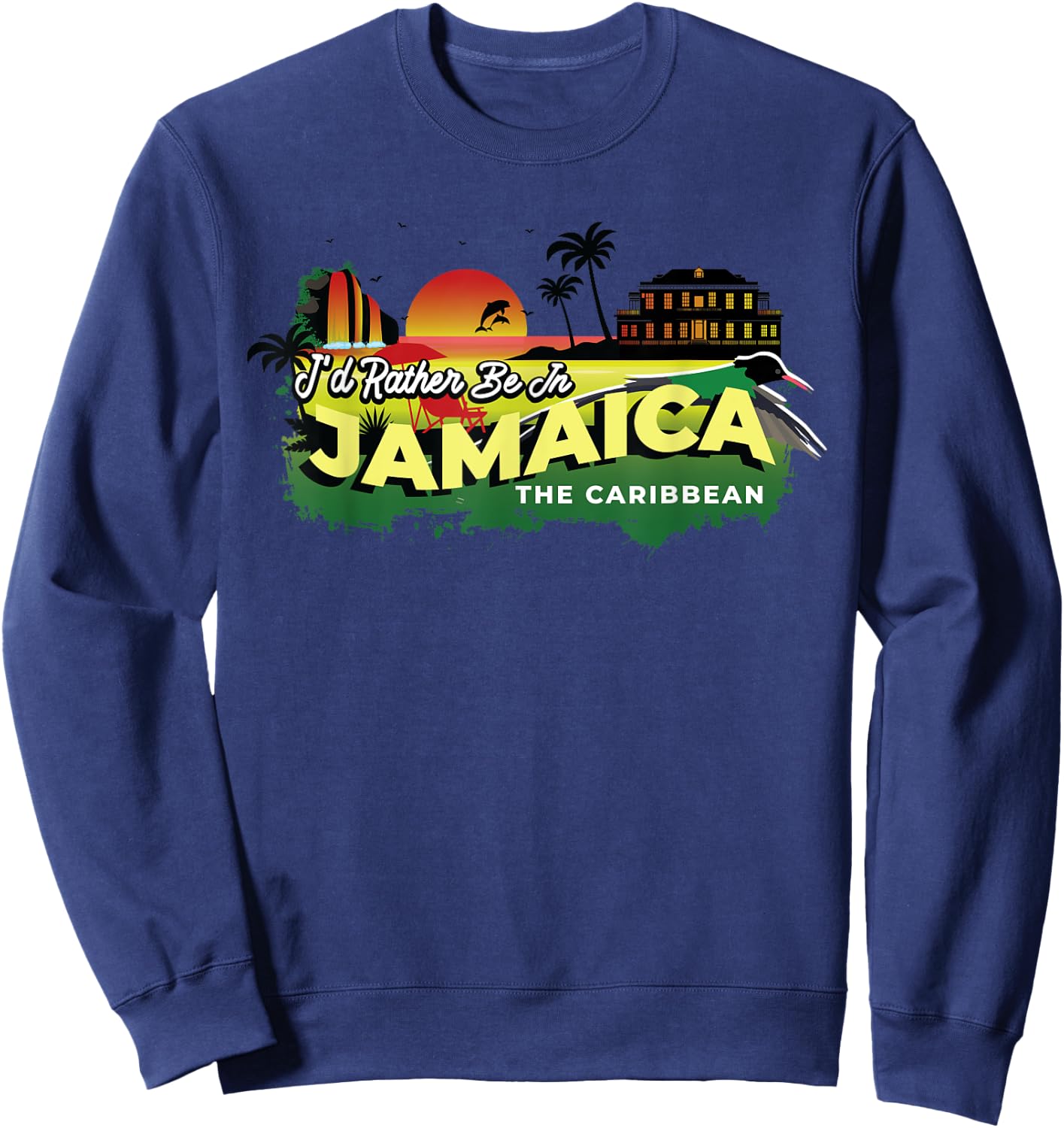 I'd Rather Be In Jamaica The Caribbean - Vintage Souvenir Sweatshirt - Sweatshirt | Navy