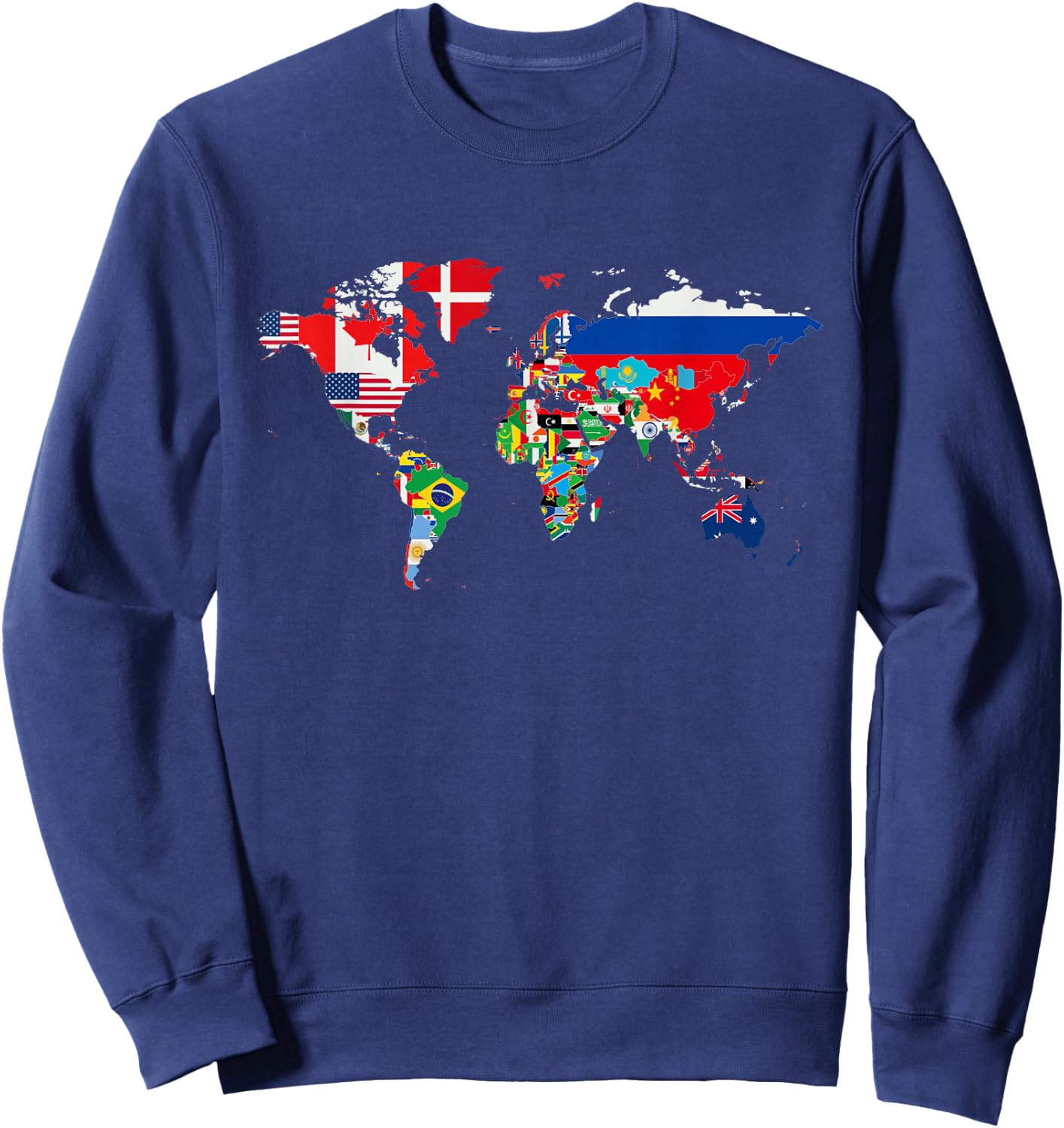 International world flags and world map for children Sweatshirt - Sweatshirt | Navy