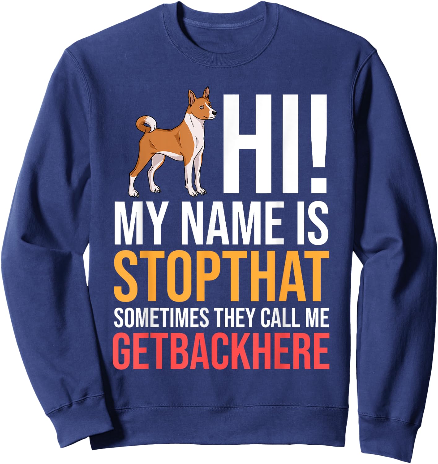 Basenji Dog Puppies Owner Lover Men Women Girls Kids Sweatshirt - Sweatshirt | Navy
