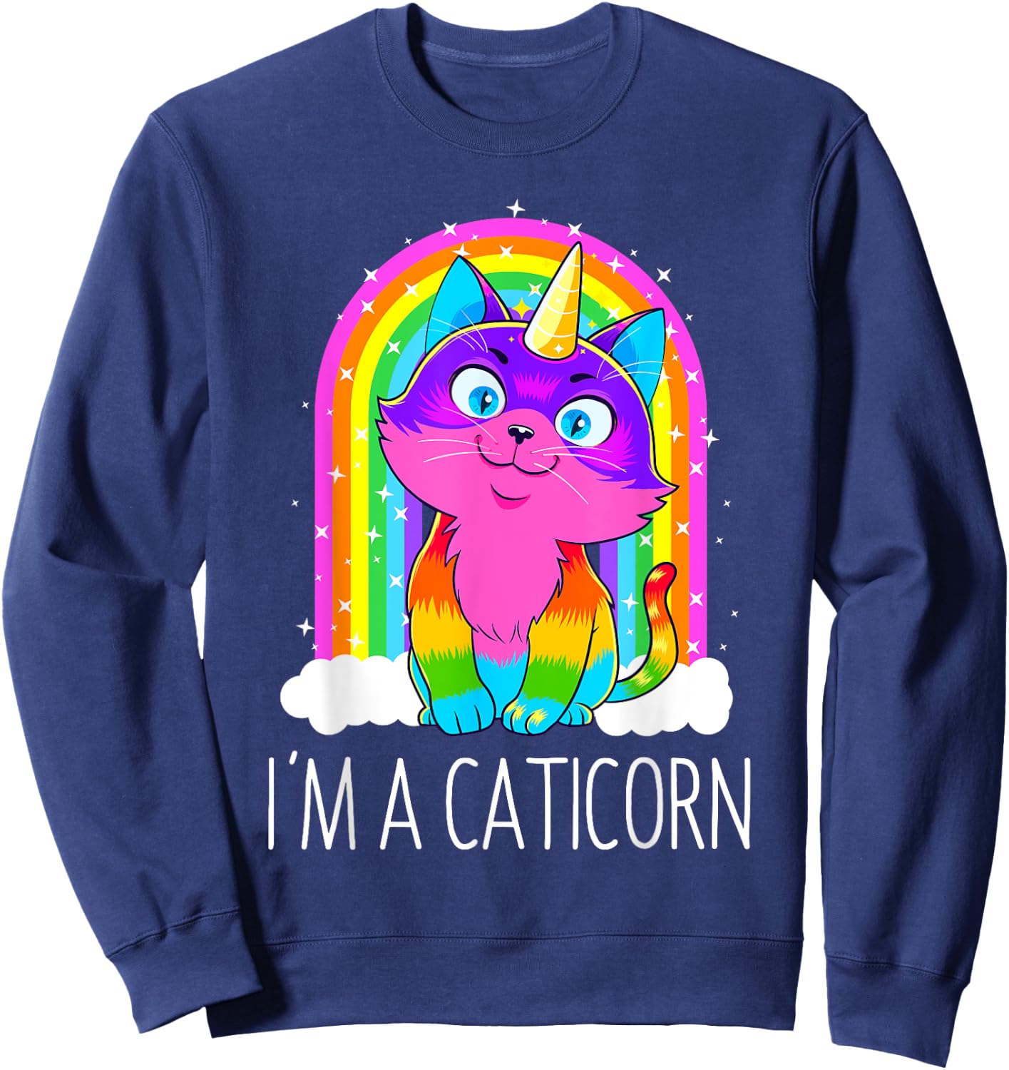 Caticorn Unicorn Cat Girls Women Rainbow Kitty Birthday Gift Sweatshirt - Sweatshirt | Navy