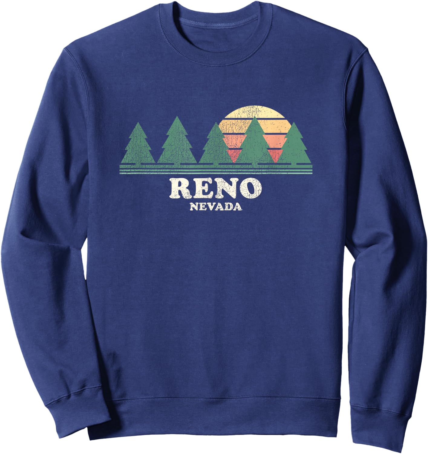 Reno NV Vintage Throwback Retro 70s Design Sweatshirt - Sweatshirt | Navy