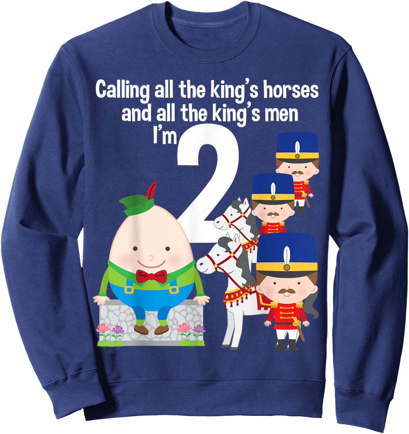 Toddler Kids Humpty Dumpty 2nd Birthday Party Nursery Song Sweatshirt - Sweatshirt | Navy