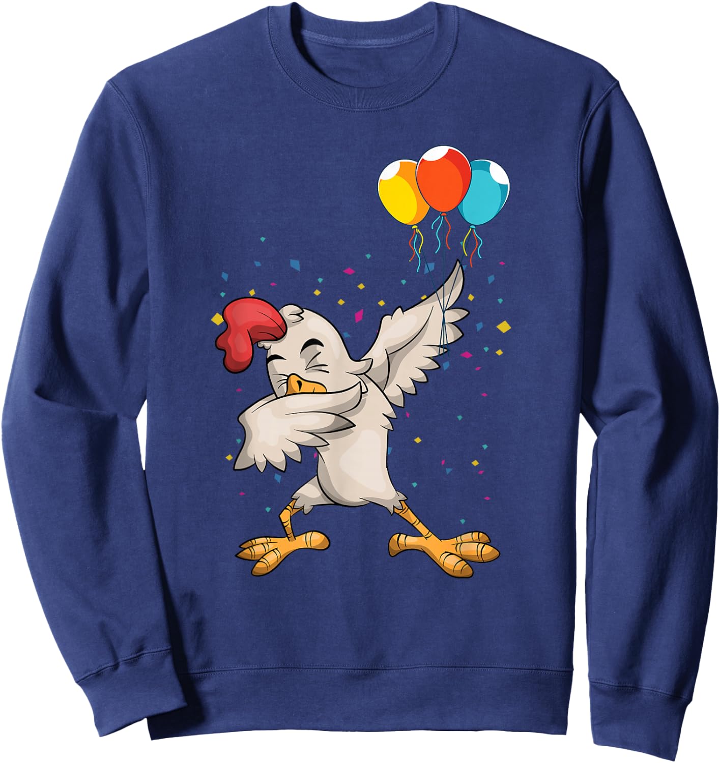 Kids Birthday Party Balloon Funny Farm Bird Dabbing Chicken Sweatshirt - Sweatshirt | Navy