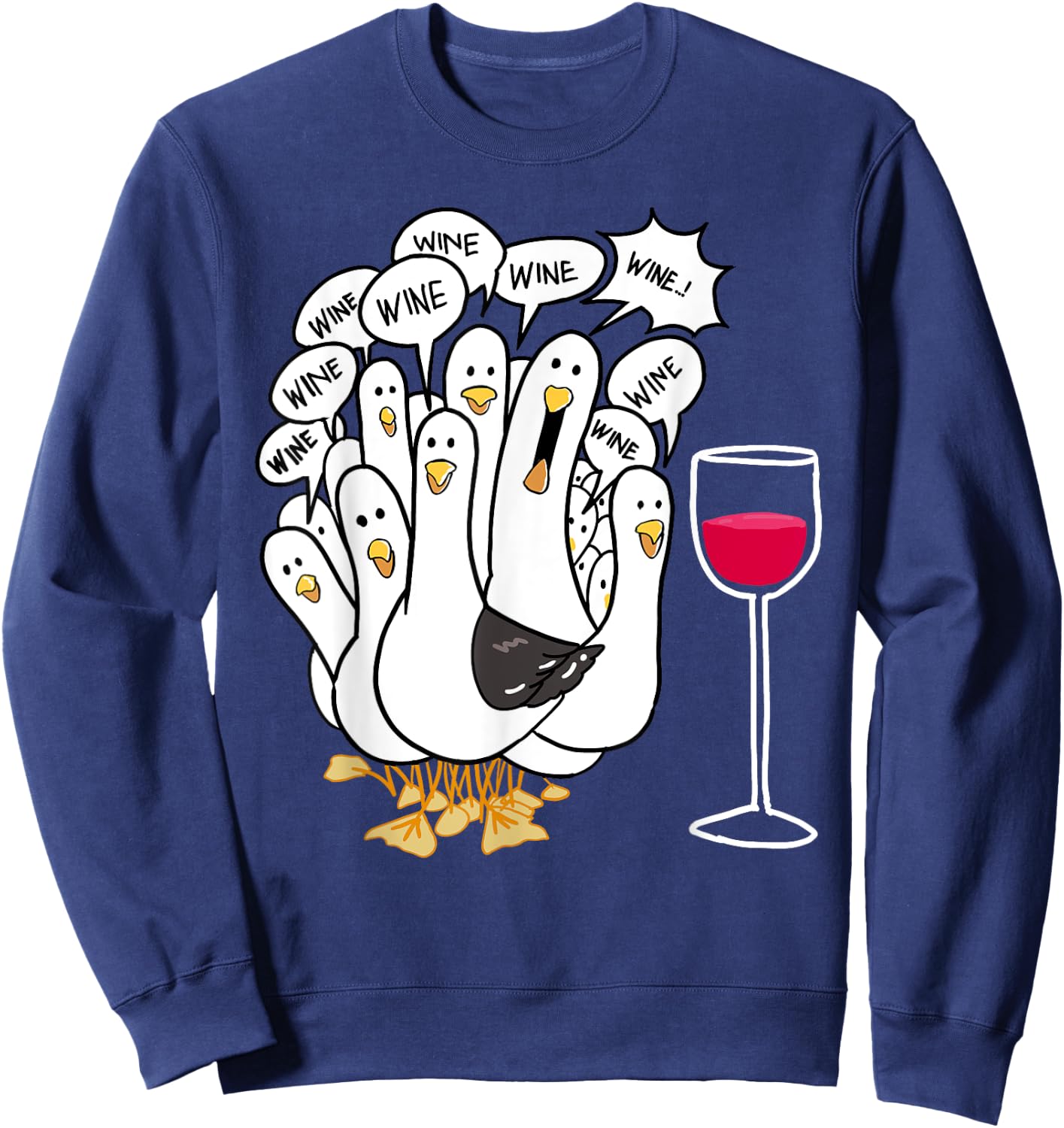 Seagull Wine Funny Bird Lover Drinking Enthusiast Women Gift Sweatshirt - Sweatshirt | Navy
