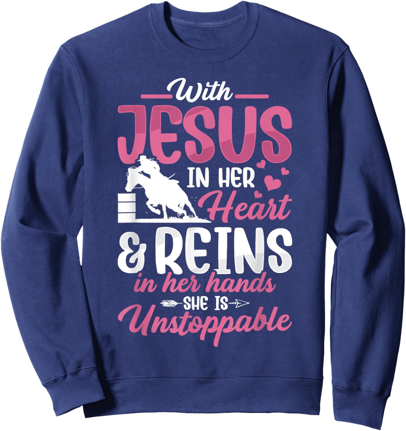 With Jesus Barrel Racer Race Barrel Racing Horse Rodeo Women Sweatshirt - Sweatshirt | Navy