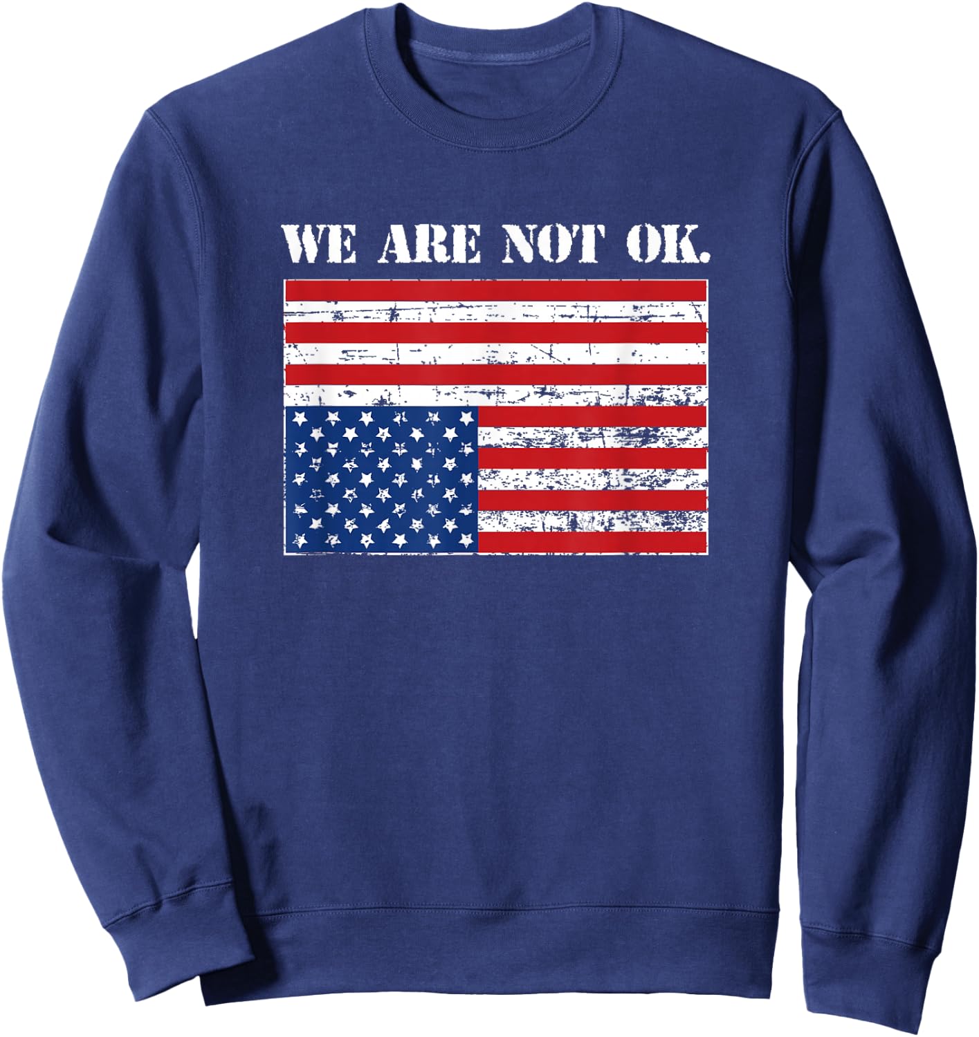 Upside Down USA Flag in Distress Small Sweatshirt - Sweatshirt | Navy