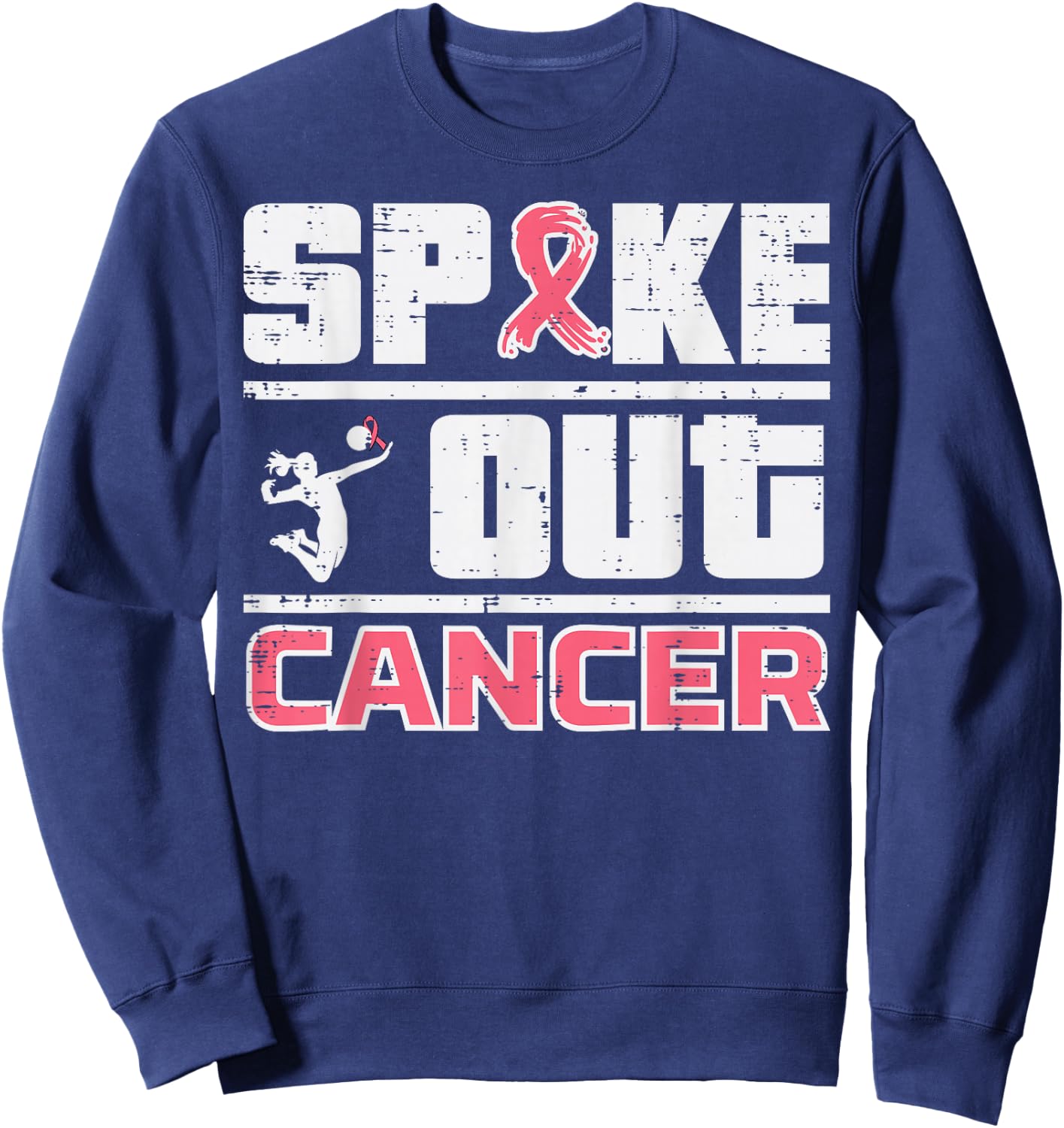 Spike Out Breast Cancer Volleyball Awareness Women Men Kids Sweatshirt - Sweatshirt | Navy