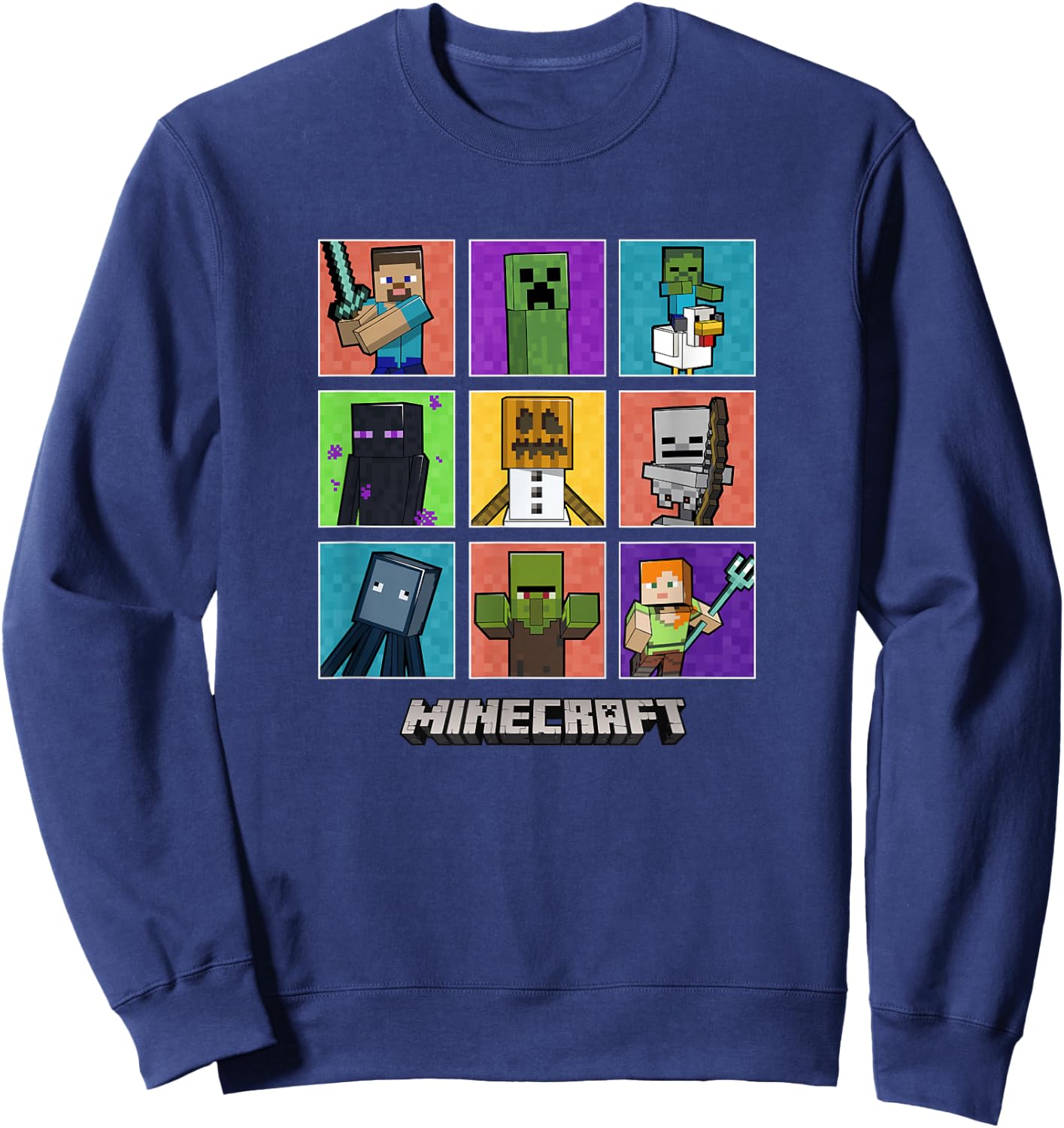 Minecraft Group Shot Colored Box Up Sweatshirt - Sweatshirt | Navy