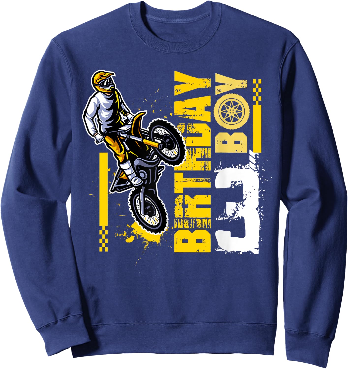 3 Year Old Dirt Bike Birthday Party Motocross MX 3rd Sweatshirt - Sweatshirt | Navy