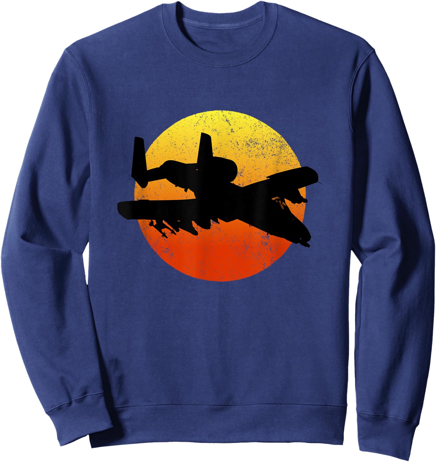 A-10 Warthog Silhouette Sunset Thunderbird Tank Buster A10 Sweatshirt - Sweatshirt | Navy