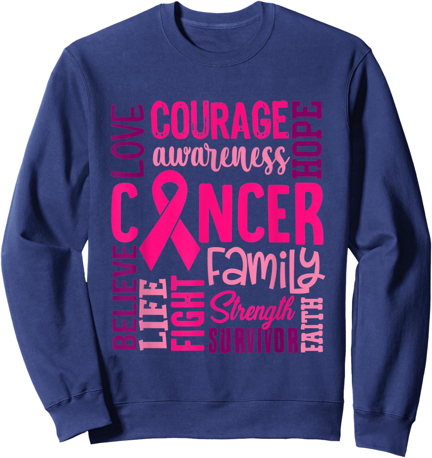 Pink Breast Cancer Awareness Survivor Supporter Sweatshirt - Sweatshirt | Navy