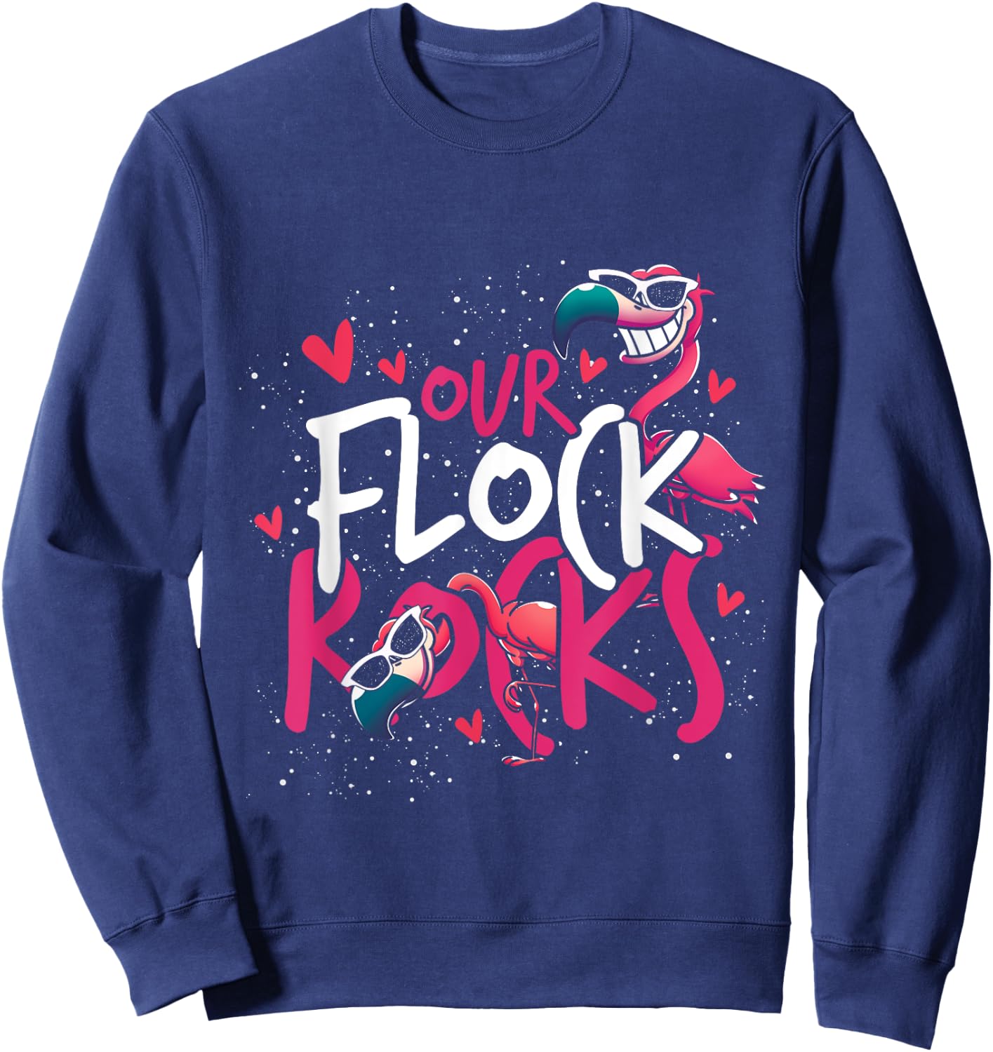 Our Flock Rocks Flamingo Sweatshirt - Sweatshirt | Navy